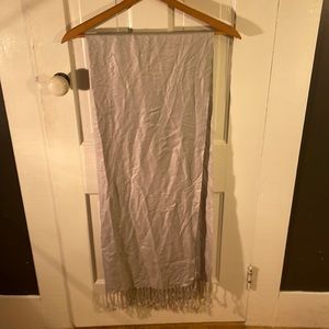 Gray Rayon Scarfbwith Fringes.